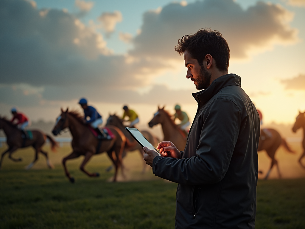 Parieur utilisant l'application Unibet Turf sur smartphone pour profiter des boosts mobiles