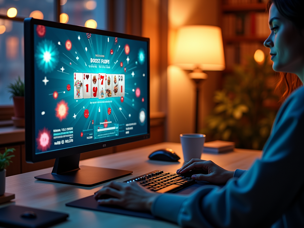 Une femme joue sur un casino en ligne sur son ordinateur