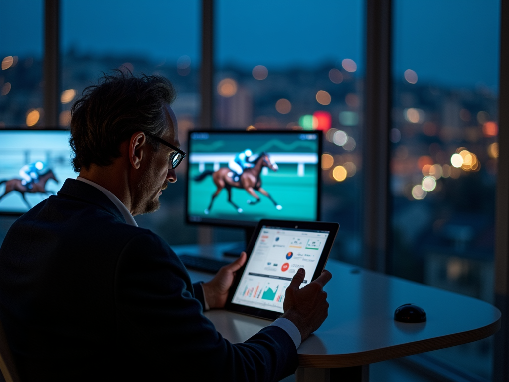 Un écran d'ordinateur affichant une course de chevaux virtuelle sur Unibet Turf