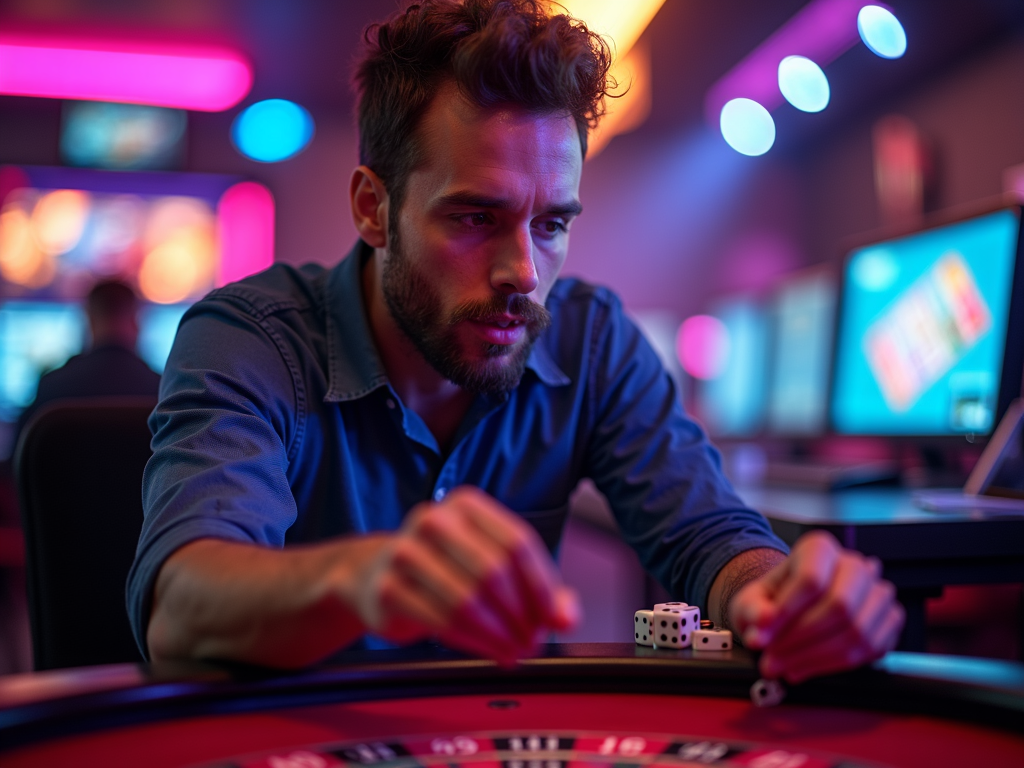Une table de jeu de dés animée dans un casino en ligne avec des joueurs concentrés sur l'écran Peppermill casino