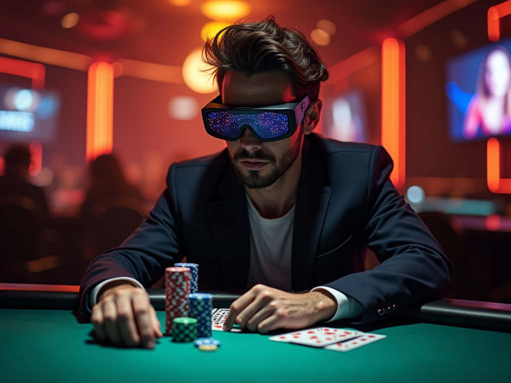 Une personne est assise à un bureau avec un ordinateur portable, concentrée sur une partie de Texas Hold'em sur Unibet Poker