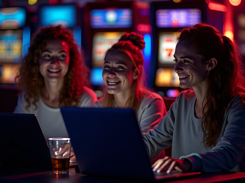 Écran d'ordinateur affichant une interface colorée de machines à sous en ligne avec un joueur concentré sur son jeu