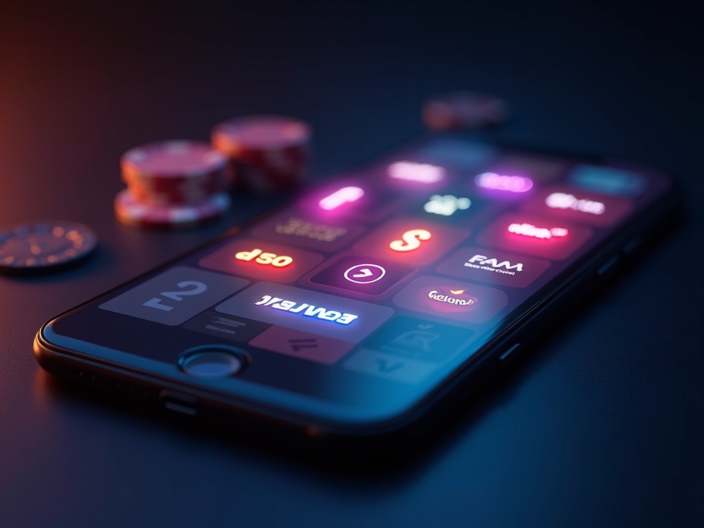 Un joueur souriant tient un smartphone, concentré sur un écran affichant une interface de casino en ligne belge