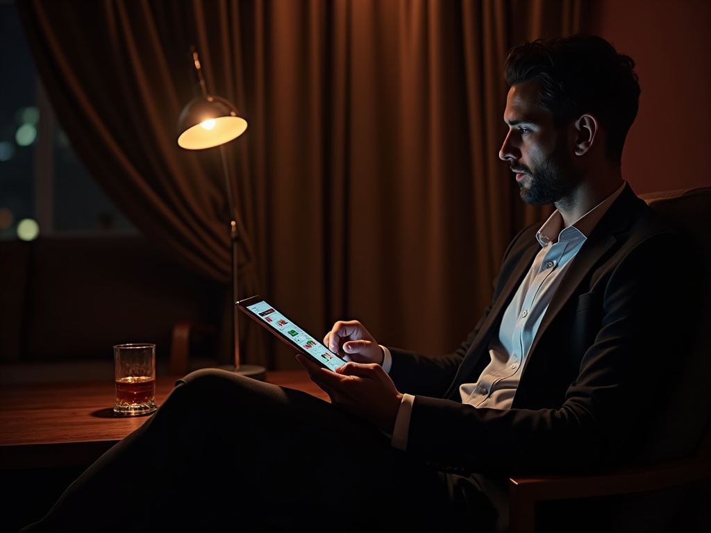 Joueur concentré devant un écran affichant des tables de blackjack et roulette sur Oria Casino