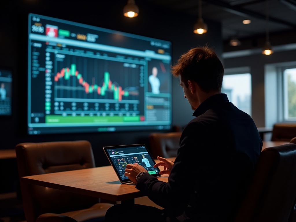 Un homme concentré devant un écran d'ordinateur avec l'application Betclic Sport ouverte pour maximiser ses gains en pariant sur les matchs